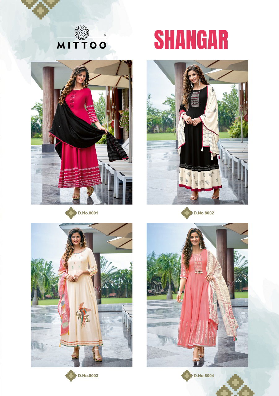Mittoo Shangar Fancy Festive Wear Printed Maslin Designer Kurti With Dupatta Collection